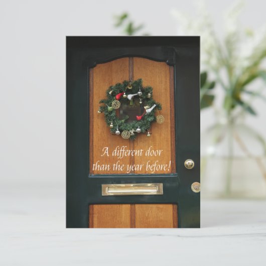 Andere deur - Kerstkrans nieuw adres kaart (Staand voorkant)