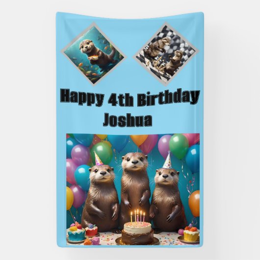 andere drieling verjaardagsfeestje, spandoek (Verticaal)