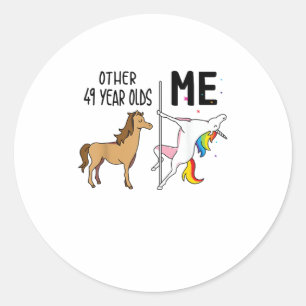 Andere Eenhoorn 49 Jaar Oude Verjaardag En Mij Ges Ronde Sticker