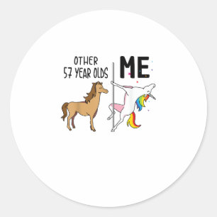Andere Eenhoorn 57 Jaar Verjaardag En Mij Cadeau F Ronde Sticker