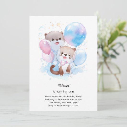 Andere eerste verjaardagsuitnodiging kaart (Staand voorkant)