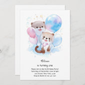 Andere eerste verjaardagsuitnodiging kaart (Voorkant / Achterkant)