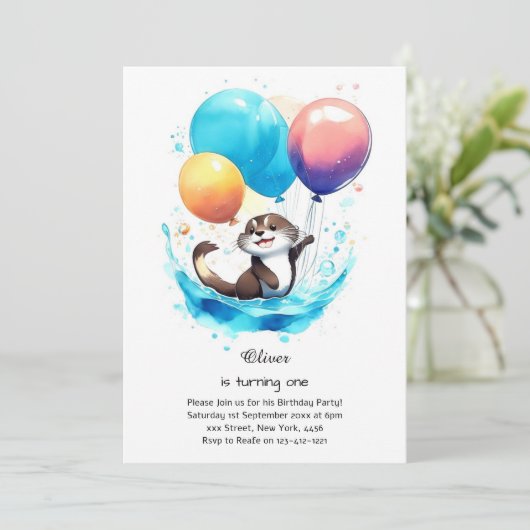 Andere eerste verjaardagsuitnodiging kaart (Staand voorkant)