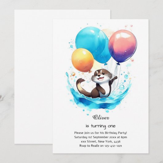 Andere eerste verjaardagsuitnodiging kaart (Voorkant / Achterkant)