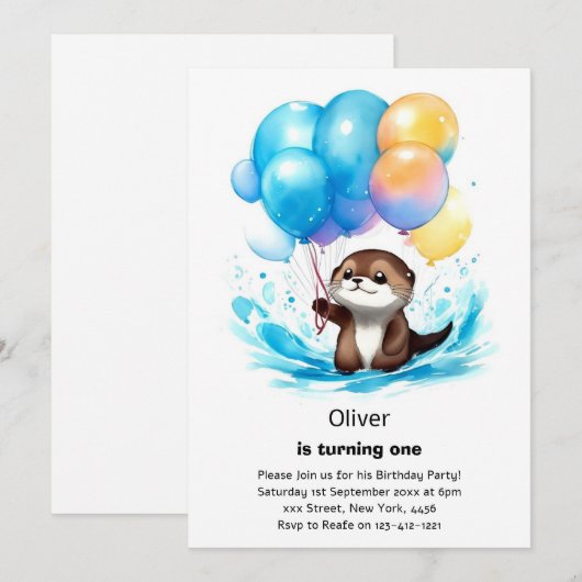 Andere eerste verjaardagsuitnodiging kaart (Voorkant / Achterkant)