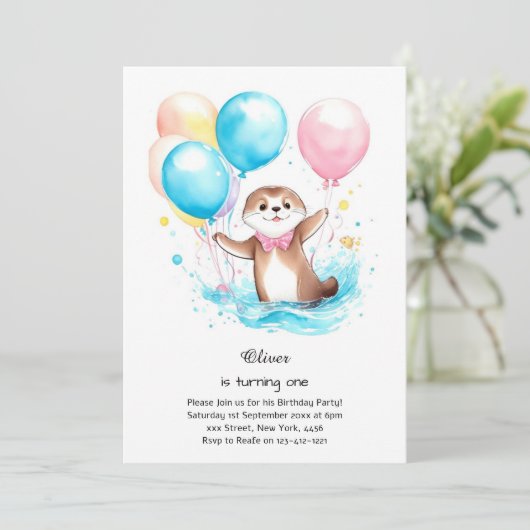 Andere eerste verjaardagsuitnodiging kaart (Staand voorkant)