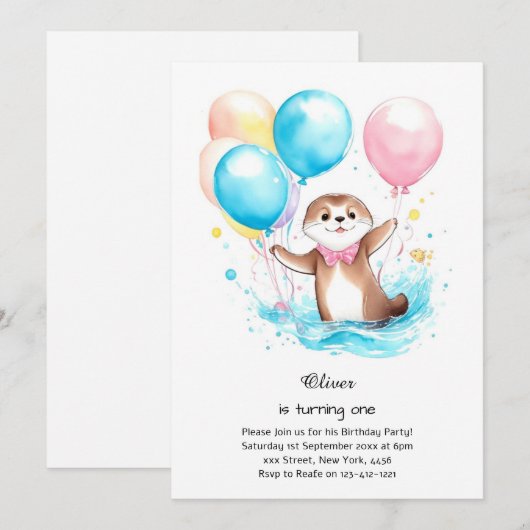 Andere eerste verjaardagsuitnodiging kaart (Voorkant / Achterkant)