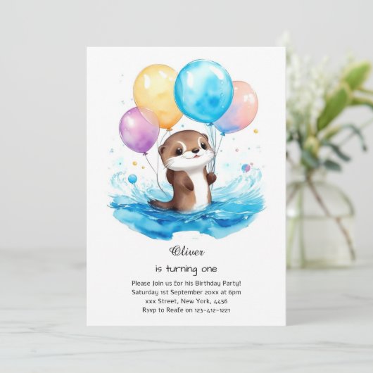 Andere eerste verjaardagsuitnodiging kaart (Staand voorkant)