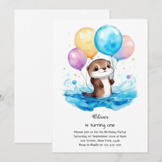 Andere eerste verjaardagsuitnodiging kaart (Voorkant / Achterkant)