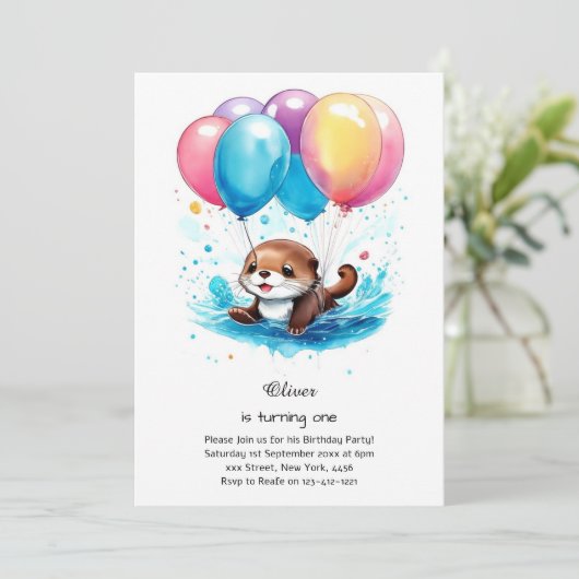 Andere eerste verjaardagsuitnodiging kaart (Staand voorkant)