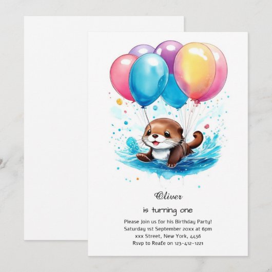 Andere eerste verjaardagsuitnodiging kaart (Voorkant / Achterkant)