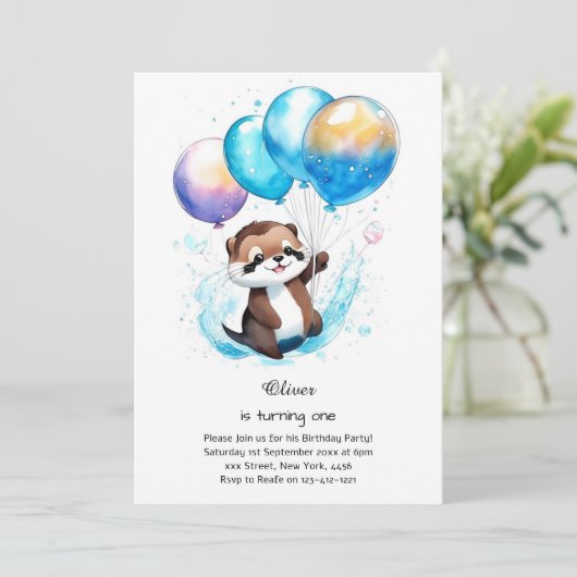 Andere eerste verjaardagsuitnodiging kaart (Staand voorkant)