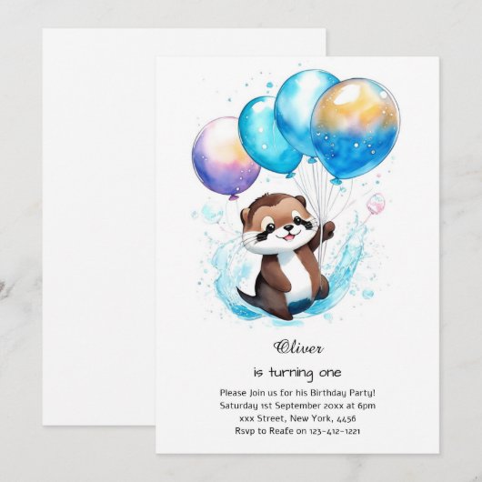 Andere eerste verjaardagsuitnodiging kaart (Voorkant / Achterkant)