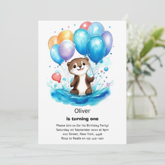 Andere eerste verjaardagsuitnodiging kaart (Staand voorkant)