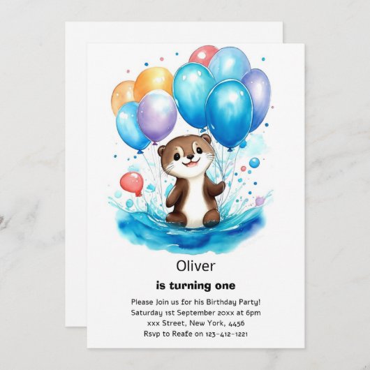 Andere eerste verjaardagsuitnodiging kaart (Voorkant / Achterkant)