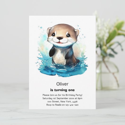 Andere eerste verjaardagsuitnodiging kaart (Staand voorkant)