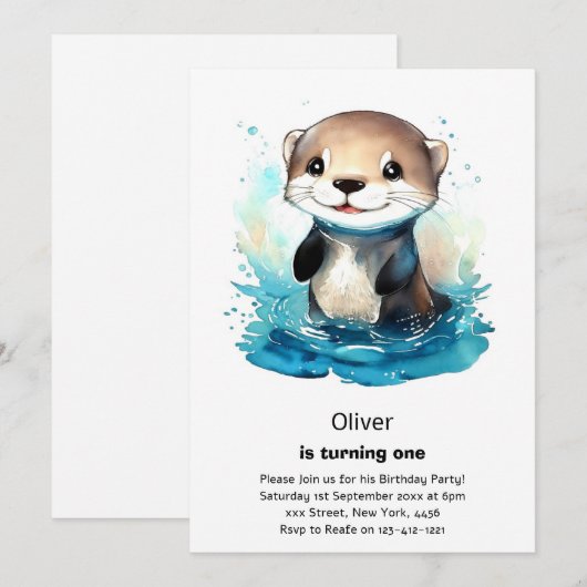 Andere eerste verjaardagsuitnodiging kaart (Voorkant / Achterkant)