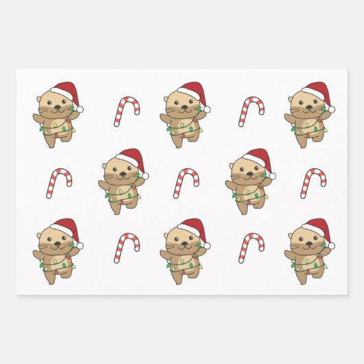 Andere Kerst Winter Dieren Vakantie Otters Inpakpapier Vel (Voorkant 2)