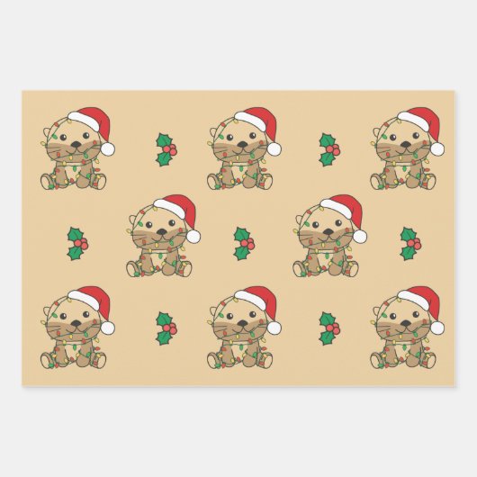 Andere Kerst Winter Dieren Vakantie Otters Inpakpapier Vel (Voorkant)