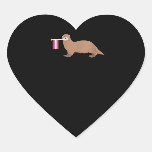 Andere liefhebbers | Otter Lesbische Vlag Schattig Hart Sticker (Voorkant)
