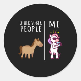 Andere nuchtere mensen ME Unicorn AA Recovery nuch Ronde Sticker
