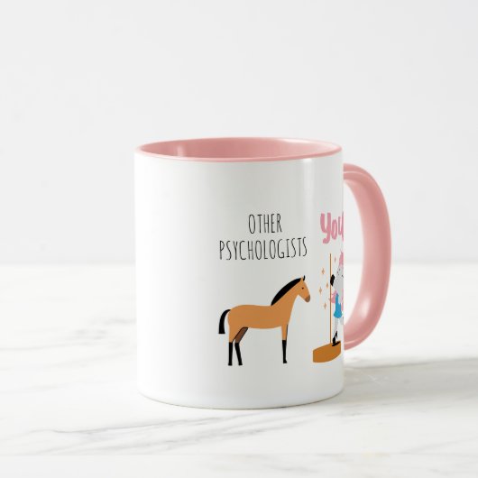 Andere psychologen versus jij roze psychologie mok (Voorkant rechts)
