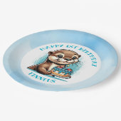 Andere Theme Boy's Eerste Verjaardag Gepersonalise Papieren Bordje (Gekanteld)