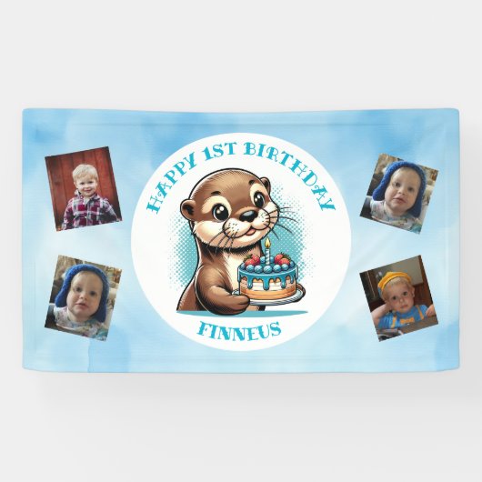 Andere Theme Boy's Eerste Verjaardag Gepersonalise Spandoek (Horizontaal)