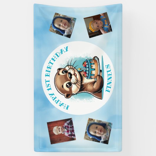 Andere Theme Boy's Eerste Verjaardag Gepersonalise Spandoek (Verticaal)