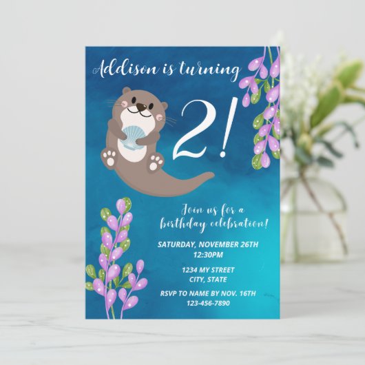 Andere uitnodiging voor verjaardag (Staand voorkant)