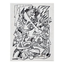 Andere vlakken van Hier, inkttekening Glanzend Pos Perfect Poster