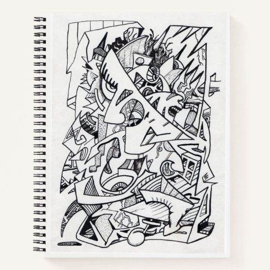 Andere vlakken van hier, inkttekening notitieboek (Voorkant)