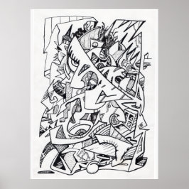 Andere vlakken van hier, inkttekening poster