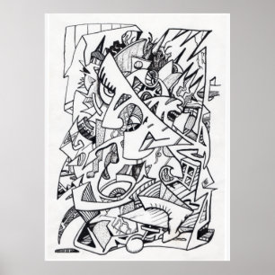 Andere vlakken van hier, inkttekening poster