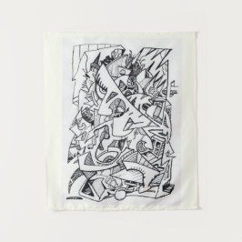 Andere Vlakken van Hier, inkttekening, Wandkleed