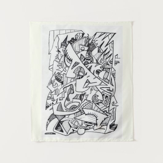 Andere Vlakken van Hier, inkttekening, Wandkleed (Voorkant)