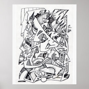 Andere vlakken van hier, pentekening poster