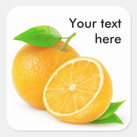 Anderhalf sinaasappel vierkante sticker (Voorkant)