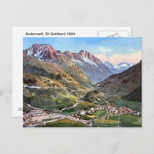 Andermatt, Gotthard 1924 Briefkaart (Voorkant / Achterkant)