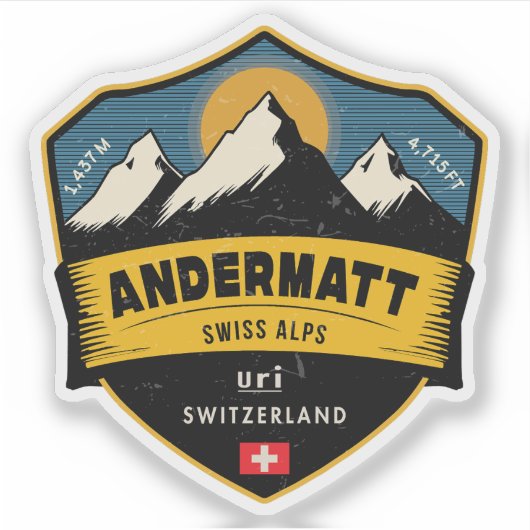 Andermatt , swiss alps , Switzerland  Sticker (Voorkant)
