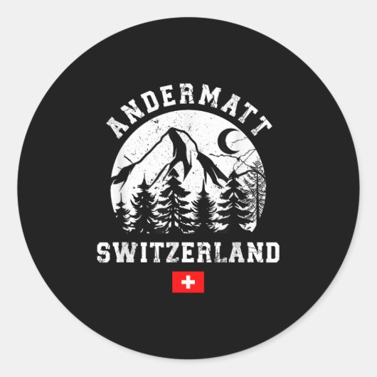 Andermatt Switzerland Ski Resort Alps Alpine Skiin Ronde Sticker (Voorkant)