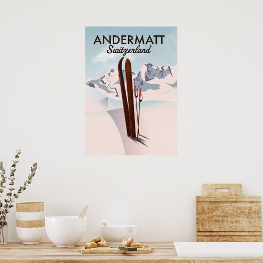 Andermatt Zwitserland ski Poster (Keuken)