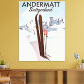 Andermatt Zwitserland ski poster reisprent. Canvas Afdruk (Insitu (Woonkamer))