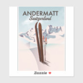 Andermatt Zwitserland ski poster reisprent. Sticker (Vel)
