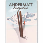 Andermatt Zwitserland ski poster reisprent. Sticker (Voorkant)