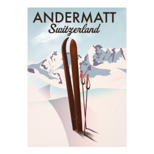 Andermatt Zwitserland ski poster reisprint.