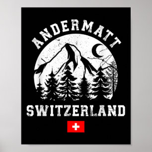 Andermatt Zwitserland Skigebied Alpen Alpineskiën Poster