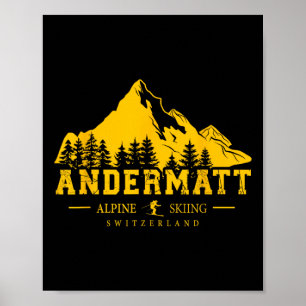 Andermatt Zwitserland Skigebied Alpine Skiën Zwemm Poster