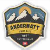 Andermatt, Zwitserse Alpen, Zwitserland Sticker (Voorkant)