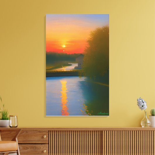 Anders Artistry* Dusk Falls On A Waterway Canvas Afdruk (Insitu (Woonkamer))